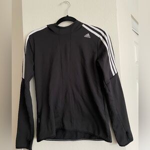 Adidas Women’s Black Activewear Jacket with White Stripes